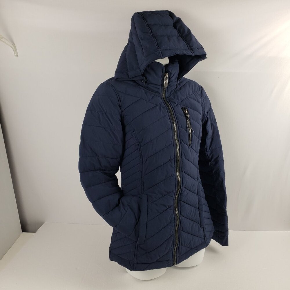 Nautica XS Navy Blue Puffer Coat Jacket Hooded Womens Fall Winter Packable
